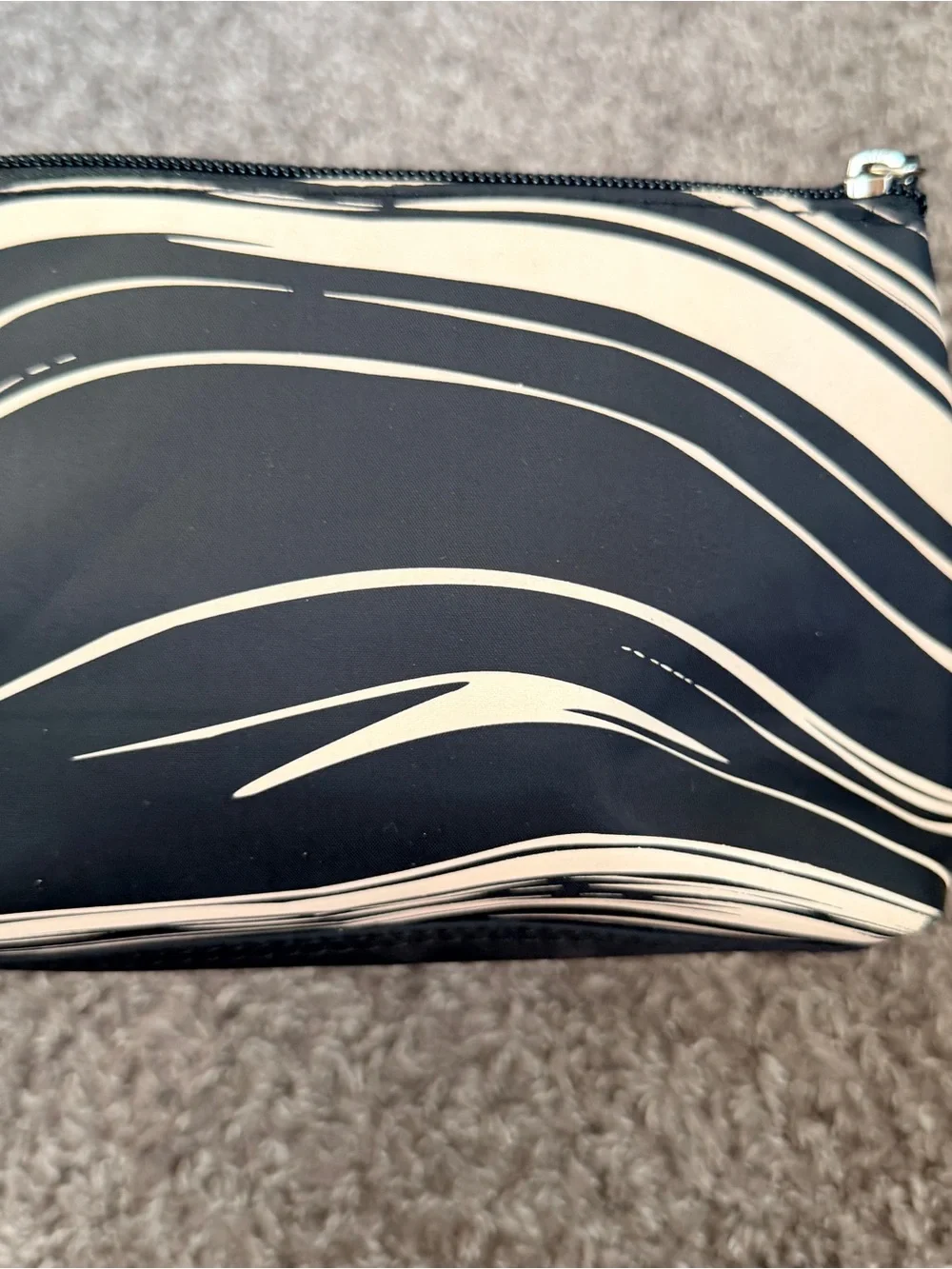 Cream and black Cosmetic Pouch